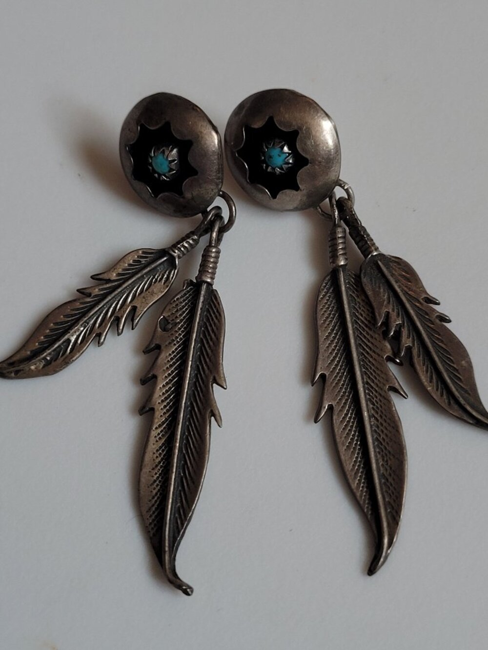 Vintage Navajo sterling silver and turquoise earrings